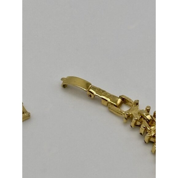 Vintage Gold Tone Metal and Faux Sapphire Faux Diamond Tennis Style Bracelet 80s - Picture 12 of 13